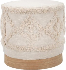 Pufa Kerek Bézs Ø 40 cm Dekoratív Ülőfelület A Nappaliba