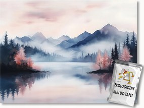 Fotótapéta Flizelina Tájkép Hegyek Tó Köd Hajnal Reggel 150x105 ragasztó