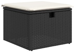 7 részes kerti kanapé szett párnákkal Fekete Műanyag Rattan