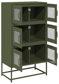 Highboard olívazöld 68x39x123 cm Acél
