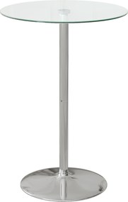HOMCOM Modern Magas Bárasztal, Kerek Konyhai Asztal 2 Főre Acél Alappal és Üveg Felsőrésszel, Ø70x102cm, Átlátszó | Aosom