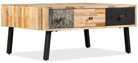 Tömör újrahasznosított tíkfa dohányzóasztal 90 x 65 x 40 cm