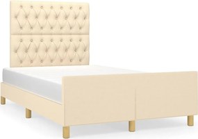 vidaXL krémszínű szövet ágykeret matrac nélkül 120x200 cm