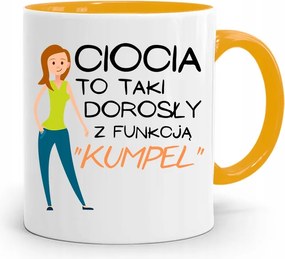 Sárga Bögre Ajándék Néniknek, Barát Funkcióval, fényképes nyomtatással