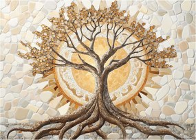Üveg kép – Arany életfa mozaikban (70x50 cm)