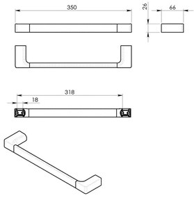 GEDY PI213513 Pirenei törölközőtartó 35 x 6,6 cm, ezüst