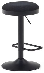 Fekete kárpitozott állítható magasságú bárszék szett 2 db-os (ülésmagasság 53,5 cm) Zaib – Kave Home