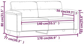 kétszemélyes világosszürke mikroszálas szövetkanapé 140 cm