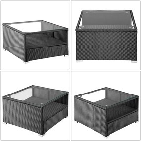 Casaria® Kerti rattan készlet XXL - fekete/antracit párnák