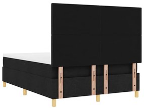 Boxspring Ágy Mattress &amp; LED Fekete 140x200 cm Szövet