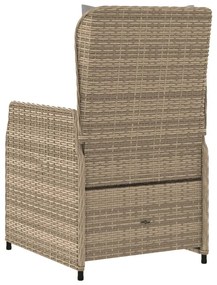 2 db bézs polyrattan dönthető kerti szék