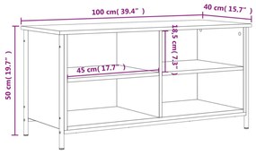 füstös tölgy színű szerelt fa TV-szekrény 100x40x50 cm