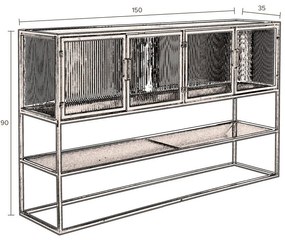 Fekete fém tálalószekrény 150x90 cm Boli – Dutchbone
