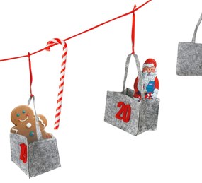 Függő adventi naptár BAGLANDER 5 m, szürke