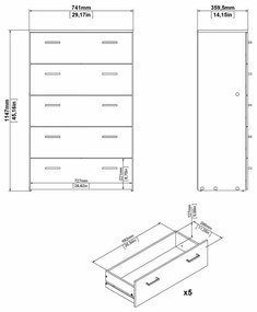 Fehér magas komód 74x115 cm Space – Tvilum
