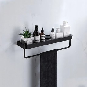 Fürdőszobai Polc Törölközőtartó Fekete 40cm