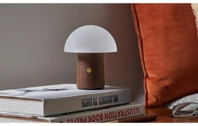 Fehér-sötét natúr színű LED asztali lámpa (magasság 12,5 cm) Alice Mushroom – Gingko