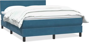 vidaXL sötétkék bársony rugós ágy matraccal 140x210 cm
