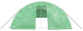 zöld acélvázas melegház 70 m² 14 x 5 x 2,3 m