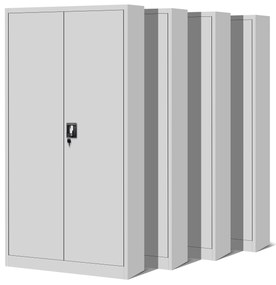4x készlet fém iratszekrény JAN, 900 x 1850 x 400 mm, szürke