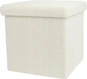 Fehér Négyzet Alakú Puff Tárolórekesszel Nyitható Puff Fehér Ajándék 38X38CM