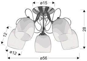 Felületre szerelhető csillár AMBA 5xE27/40W/230V