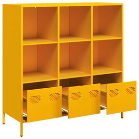mustársárga acél tálalószekrény 101,5 x 39 x 103,5 cm