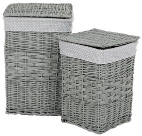 Fonott szennyeskosár készlet Grey Dot 2 db, 2 méretben, 40 x 60 x 40 cm