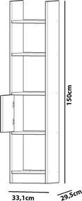 Esbi könyvespolc, fehér, 33,1 cm – TR788DEC3619