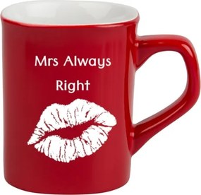 Kerámia bögre 250 ml Valentin-napi gravírozás neki Mrs Always Right
