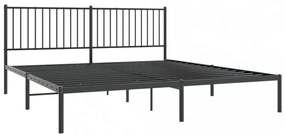 fekete fém ágykeret fejtámlával 180 x 200 cm