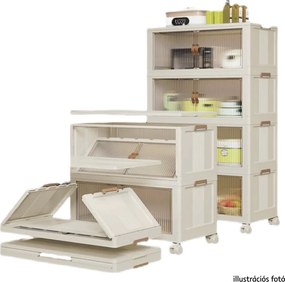 Összecsukható szekrény, fehér/barna, műanyag, POSA TYP 2