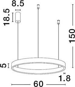Függeszték Ezüst ELOWEN NOVA LUCE 9345662