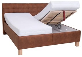 Kárpitozott VIOLET ágy tárolóval, matrac nélkül, 180x200 cm, konyakbarna