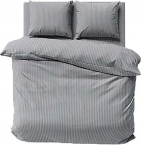 Prémium sima csíkos szatén ágyneműhuzat 180x200 szürke