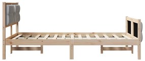 Ágykeret fejtámlával Világosszürke 120 x 190 cm Tömör fenyőfa