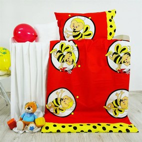 EMI méhecskés piros gyerek ágyneműhuzat: Gyermek készlet 1x (130x90) + 1x (65x45) cm