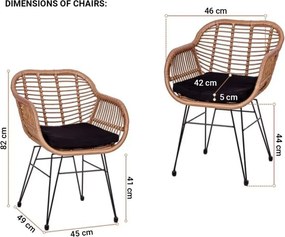 STILISTA Kerti készlet 2 székből világosbarna