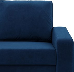 Zeus sarokkanapé, 2 ágyneműtartóval, döntött kartámasz, bársony, univerzális oldal, hab töltet, kék