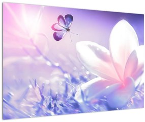 Kép - Pillangó érkezése a virágra (90x60 cm)