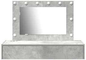 fali akasztós öltözőasztal LED lámpákkal beton szürkében