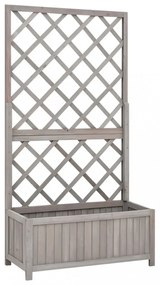 szürke tömör fenyőfa rácsos kerti ültetőláda 70 x 30 x 135 cm