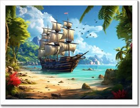 Poszterek keretben 40x30 Hajó a paradicsomi szigeten