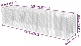 horganyozott acél gabion magaságyás 450 x 90 x 100 cm