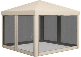 Outsunny 3x3 összecsukható pavilon kültéri kerthez, hordozható napernyő szúnyoghálóval, hordtáskával, acélváz és tartós Oxford szövet partikhoz, kempi