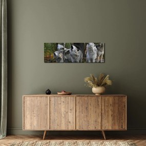 Kép - Farkasok a sziklán (órával) (90x30 cm)
