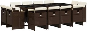 vidaXL 13 részes barna polyrattan kerti ülőgarnitúra párnákkal