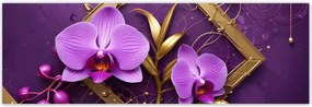 Fotótapéták 200x66 Lila orchideák és arany