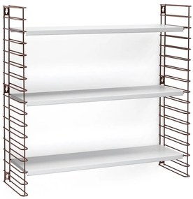Libro háromszintes polc rézszínű elemekkel, hossz 70 cm - Metaltex