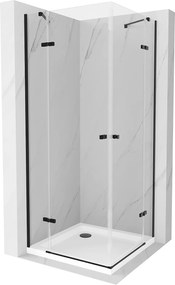 Mexen Roma Duo, zuhanykabin 100 (ajtó) x 100 (ajtó) cm, 6mm átlátszó üveg, fekete profil + zuhanytálca, 854-100-100-70-02-4010B